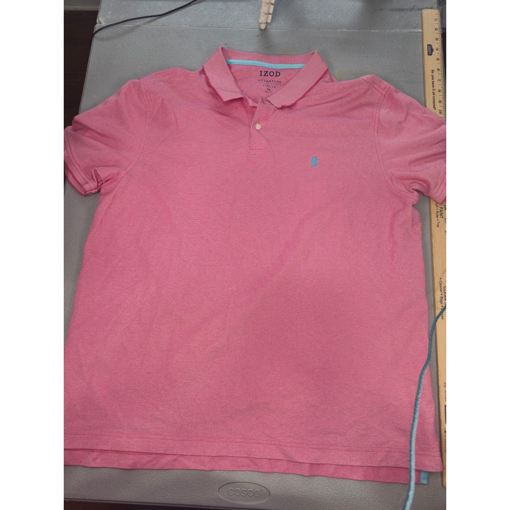 IZOD Advantage Performance Polo Shirt Men XXL Pink Heather Natural Stretch Short